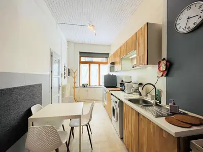 Cuisine ou kitchenette dans l'établissement T2 Confortable Centre Mont-Dore avec WiFi - FR-1-608-221