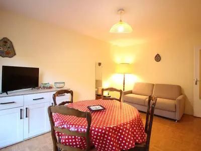 Télévision ou salle de divertissement dans l'établissement Mont-Dore : T2 avec balcon, parking, wifi - FR-1-608-130