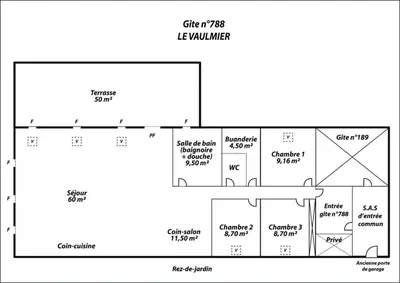 Plan de l'établissement La Grange Aux Frênes -Gîte 6 Personnes- Tranquillité, Nature et Confort