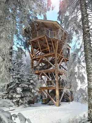 L'établissement Cabanes des Volcans en hiver