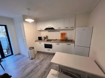 Cuisine ou kitchenette dans l'établissement Appartement 4 personnes, 1 chambre, terrasse, Wifi, proche du centre