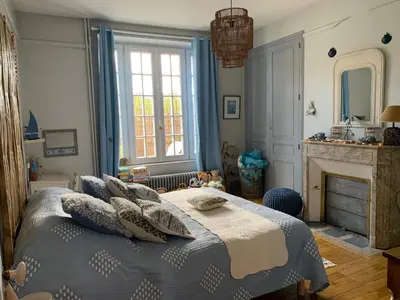 Un ou plusieurs lits dans un hébergement de l'établissement La Terrasse de Compostelle T3 Chic, Charme, Cosy