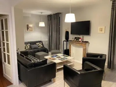 Télévision ou salle de divertissement dans l'établissement Le Rubis de Chanterive appartement dans superbe maison de maître