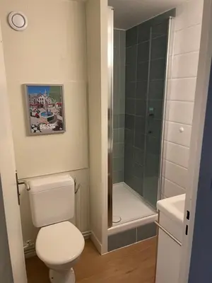 Salle de bains dans l'établissement Appartement 4 pers Tour de la Biche skis aux pieds