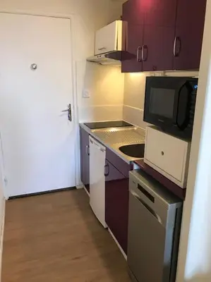 Cuisine ou kitchenette dans l'établissement Appartement 4 pers Tour de la Biche skis aux pieds