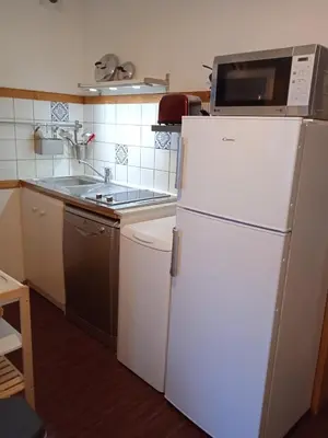 Cuisine ou kitchenette dans l'établissement Le Sancy, appart T2, 4 pers, centre ville du Mont Dore