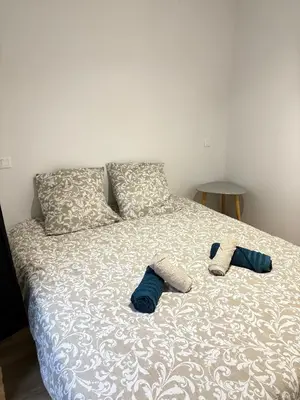 Un ou plusieurs lits dans un hébergement de l'établissement La Villa Louana 1 Appartement 160m2 sobriété,élégance en cœur de ville