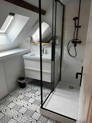 Salle de bains dans l'établissement Petite grange de charme à Miers
