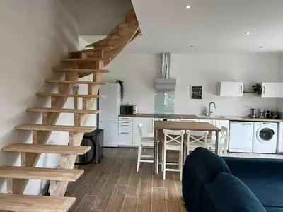 Cuisine ou kitchenette dans l'établissement Petite grange de charme à Miers