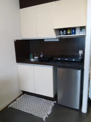 Cuisine ou kitchenette dans l'établissement Appartement situé en plein centre à deux pas des pistes.