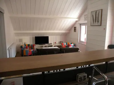 Télévision ou salle de divertissement dans l'établissement Basilic, 4 pers. Villa Saint Antoine, Orcival, Sancy Auvergne