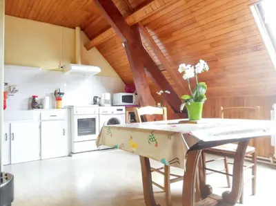 Cuisine ou kitchenette dans l'établissement Appartement familial à La Bourboule - 55 m² avec TV dans la chambre