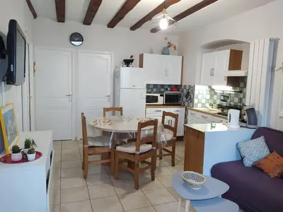 Cuisine ou kitchenette dans l'établissement Villa L'Orée du bois