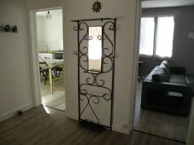 Coin salon dans l'établissement Tulipe, appartement 5 personnes, entre Sancy et Volcans d'Auvergne
