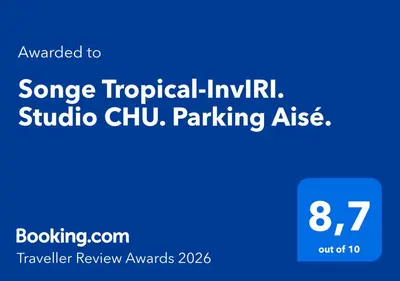 Certificat, récompense, panneau ou autre document affiché dans l'établissement Songe Tropical-InvIRI. Studio CHU. Parking Aisé.