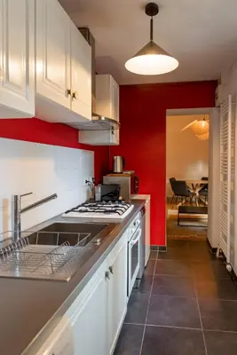 Cuisine ou kitchenette dans l'établissement Appart chaleureux face gare