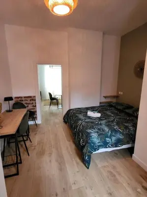 Un ou plusieurs lits dans un hébergement de l'établissement Appartement moderne calme et spacieux-Centre Thuillat