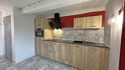 Cuisine ou kitchenette dans l'établissement Gite des rousses