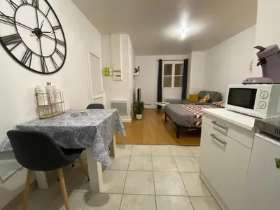 Cuisine ou kitchenette dans l'établissement Studio chaleureux Centre Ville