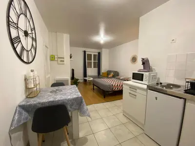 Cuisine ou kitchenette dans l'établissement Studio chaleureux Centre Ville