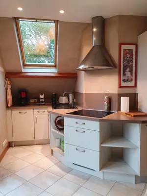 Cuisine ou kitchenette dans l'établissement Le Pigeonnier de Lissac