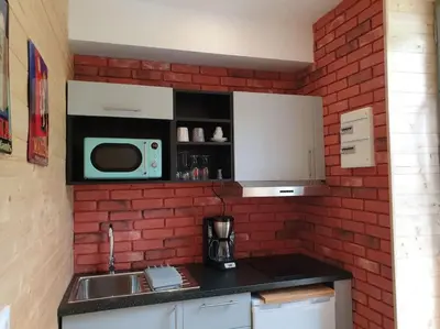 Cuisine ou kitchenette dans l'établissement Les Iris Véranda Parcking