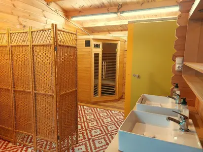 Salle de bains dans l'établissement Ferme de la Luciole