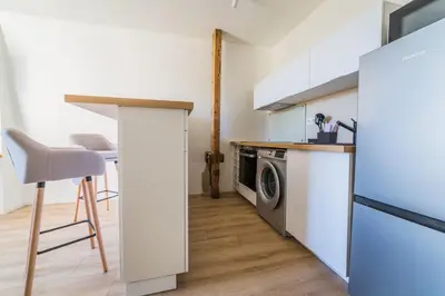 Cuisine ou kitchenette dans l'établissement Logis Cosy sur la Guierle - 1 Chambre