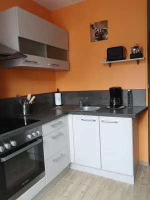 Cuisine ou kitchenette dans l'établissement Appartement idéalement situé