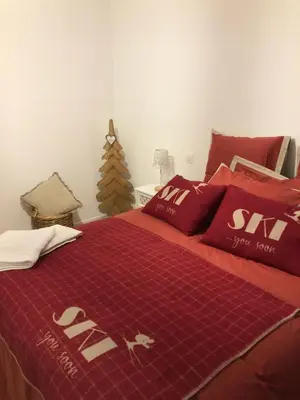 Un ou plusieurs lits dans un hébergement de l'établissement APPARTEMENT AUX PIEDS DES PISTES DE SKI