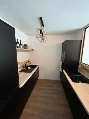 Cuisine ou kitchenette dans l'établissement APPARTEMENT AUX PIEDS DES PISTES DE SKI